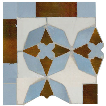 Mosaic House Moroccan tile Diamond Corner 1-17-19 White Sky blue Brown  zellige, mosaic, zellij, border, glaze, classic 
